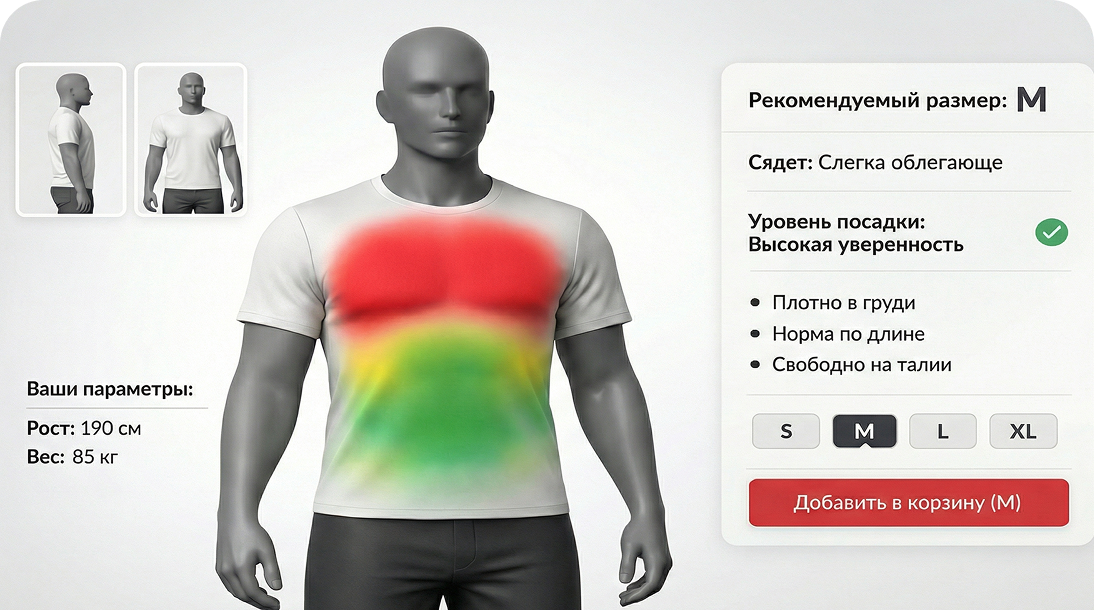 Размерная онлайн-примерка одежды для сайта